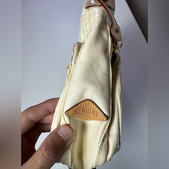 MZ Wallace Bag Full Tote Zip Women’s Handbag Purse White with STAINING - Picture 12 of 16